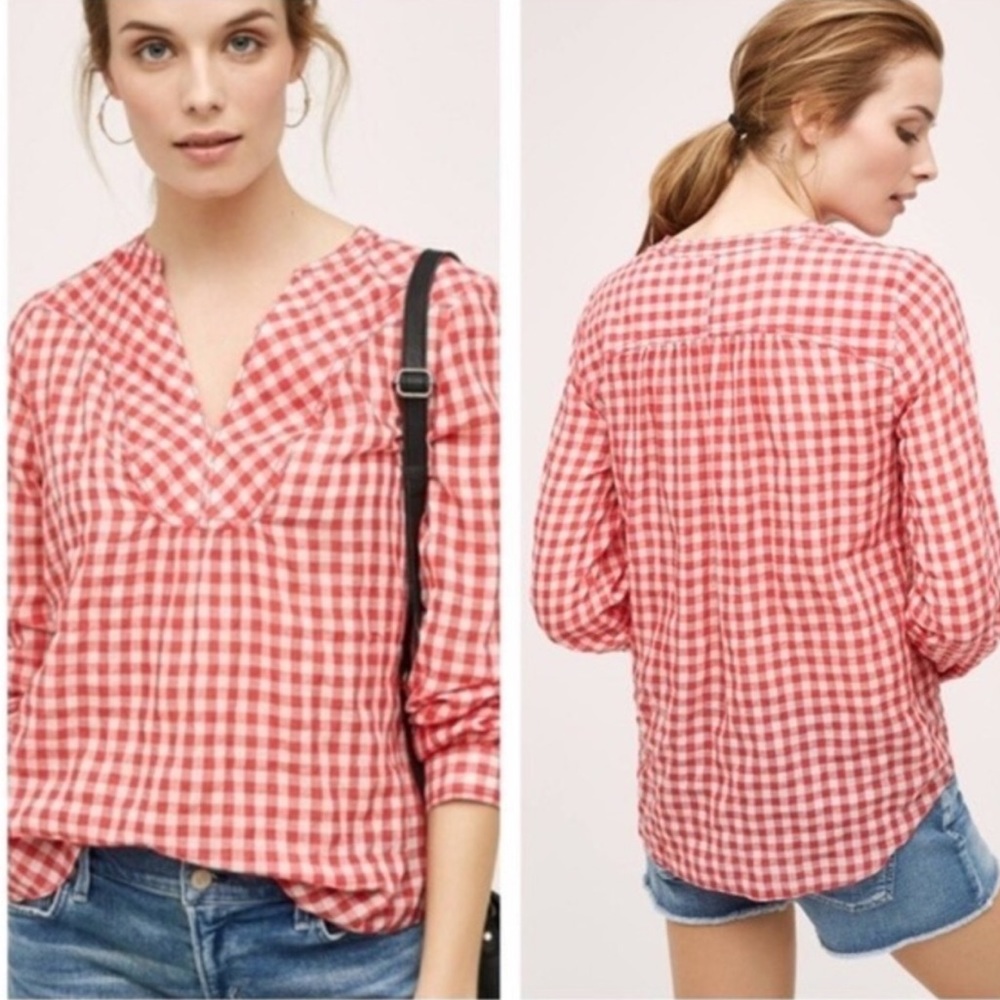 ANTHROPOLOGIE / holding horses Gingham plaid top